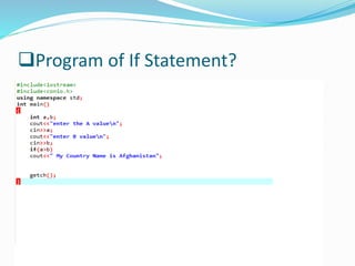 Intruduction conditional statement | PPT