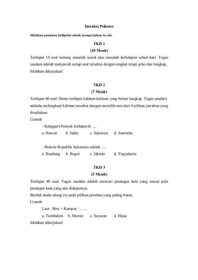 Intruksi Psikotes
