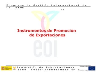 Instrumentos de Promoción  de Exportaciones 