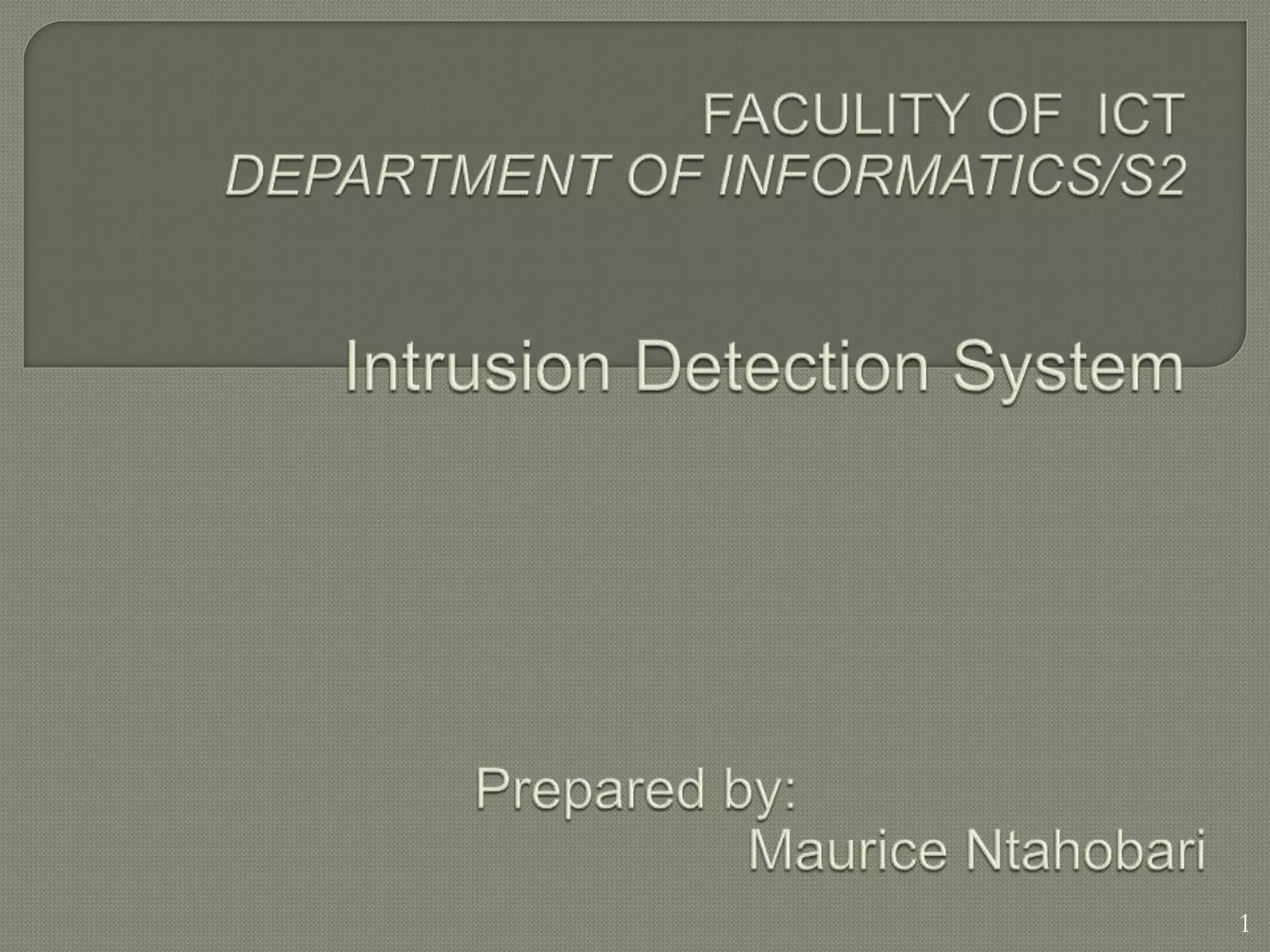 Intrusion detection system IDS | PPTX