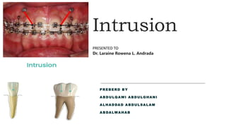 Intrusion
PREBERD BY
ABDULQ AWI ABDULGHANI
ALHADDAD ABDULSALAM
ABDALWAHAB
PRESENTED TO
Dr. Laraine Rowena L. Andrada
 