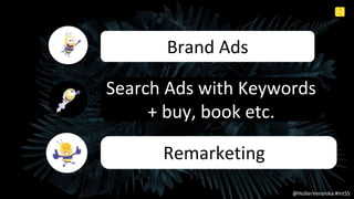 8
5
Internal Use Only
Search Ads with Keywords
+ buy, book etc.
Brand Ads
Remarketingg
@HollerVeronika #IntSS
 