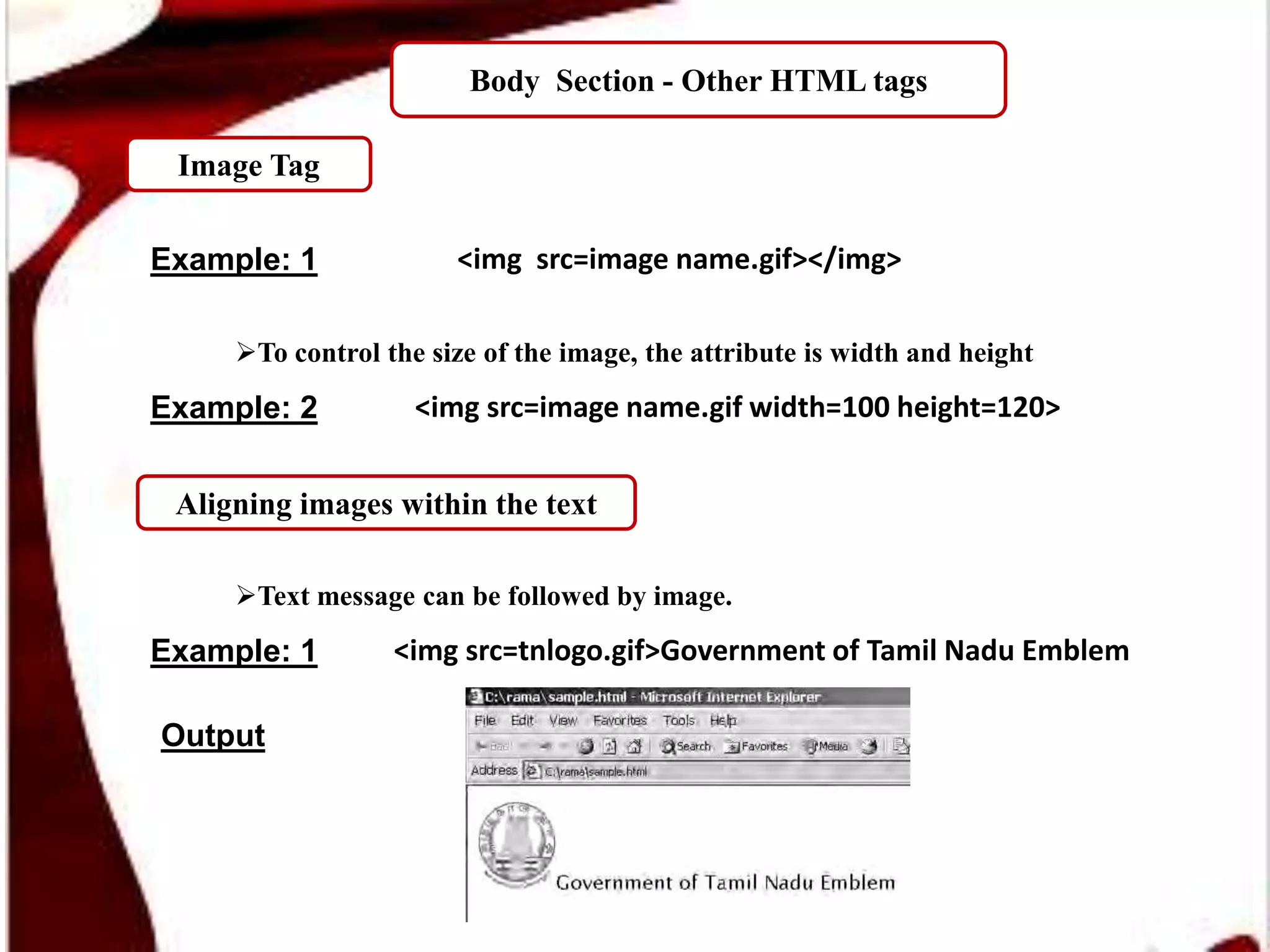 Body Section in HTML - R.D.Sivakumar | PPT