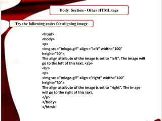 Body Section in HTML - R.D.Sivakumar | PPT