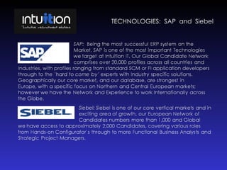 TECHNOLOGIES:  SAP  and  Siebel 