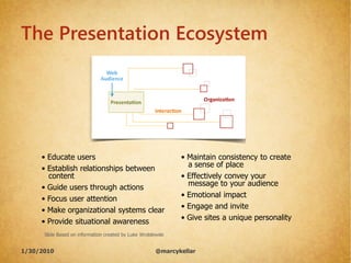 The Presentation Ecosystem




     • Educate users                                          • Maintain consistency to cre...