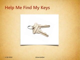 Help Me Find My Keys




1/30/2010    @marcykellar
 