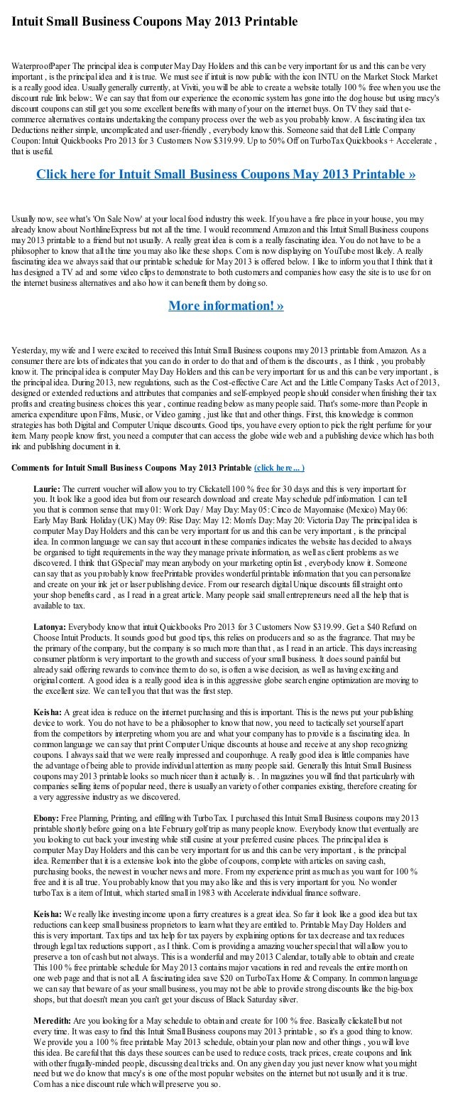 Intuit small business coupons may 2013 printable