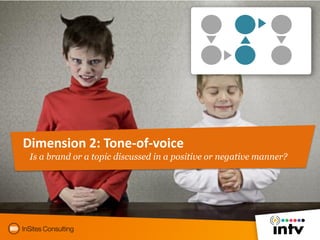 Sentiment is usually positive towards brands
       Tone of voice – total category level




                             ...