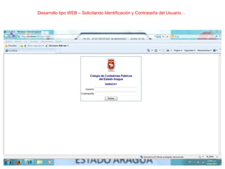 Desarrollo tipo WEB – Solicitando Identificación y Contraseña del Usuario…
 