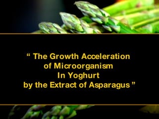 “  The Growth Acceleration  of Microorganism  In Yoghurt  by the Extract of Asparagus ” 