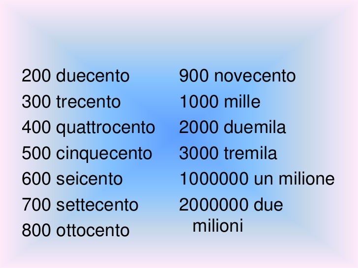 I numeri in italiano