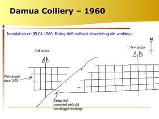 Damua Colliery – 1960 Inundation on 05.01.1960. Rising drift without dewatering old workings. N 