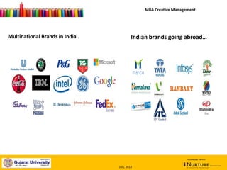 January, 2014
knowledge partner
Multinational Brands in India..
MBA Creative Management
Indian brands going abroad…
July, 2014
 