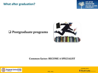 July, 2014
knowledge partner
What after graduation?
 Postgraduate programs
Common factor: BECOME A SPECIALIST
 