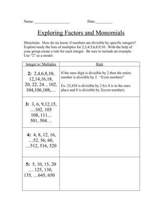 Inv. 4 1 factors and monomials