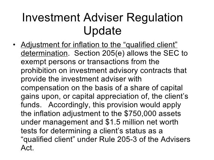 Investment Adviser Regulation Update