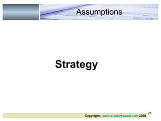 Strategy Assumptions Copyright:  www.stankirkwood.com  2008 