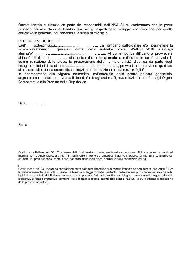 Al dirigente scolastico lettera