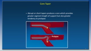 76
Core Taper
• Abrupt or short tapers produce a core which provides
greater segment length of support but also greater
tendency to prolapse
Prolapse
 