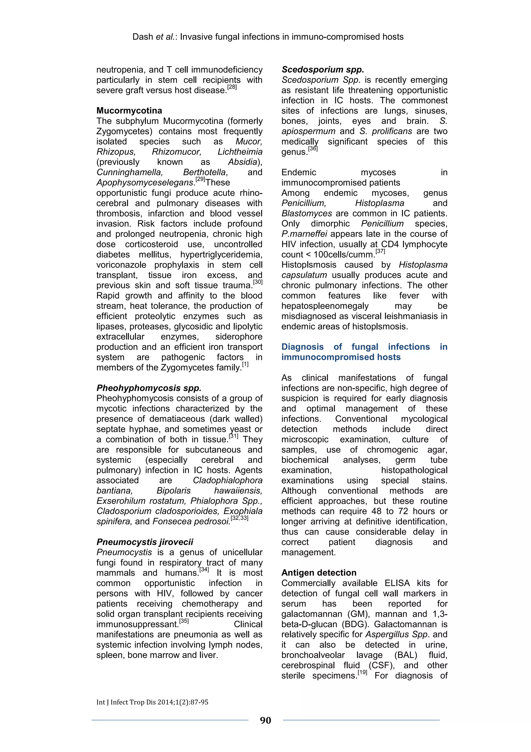 An overview of Invasive fungal infections in immunocompromised hosts | PDF