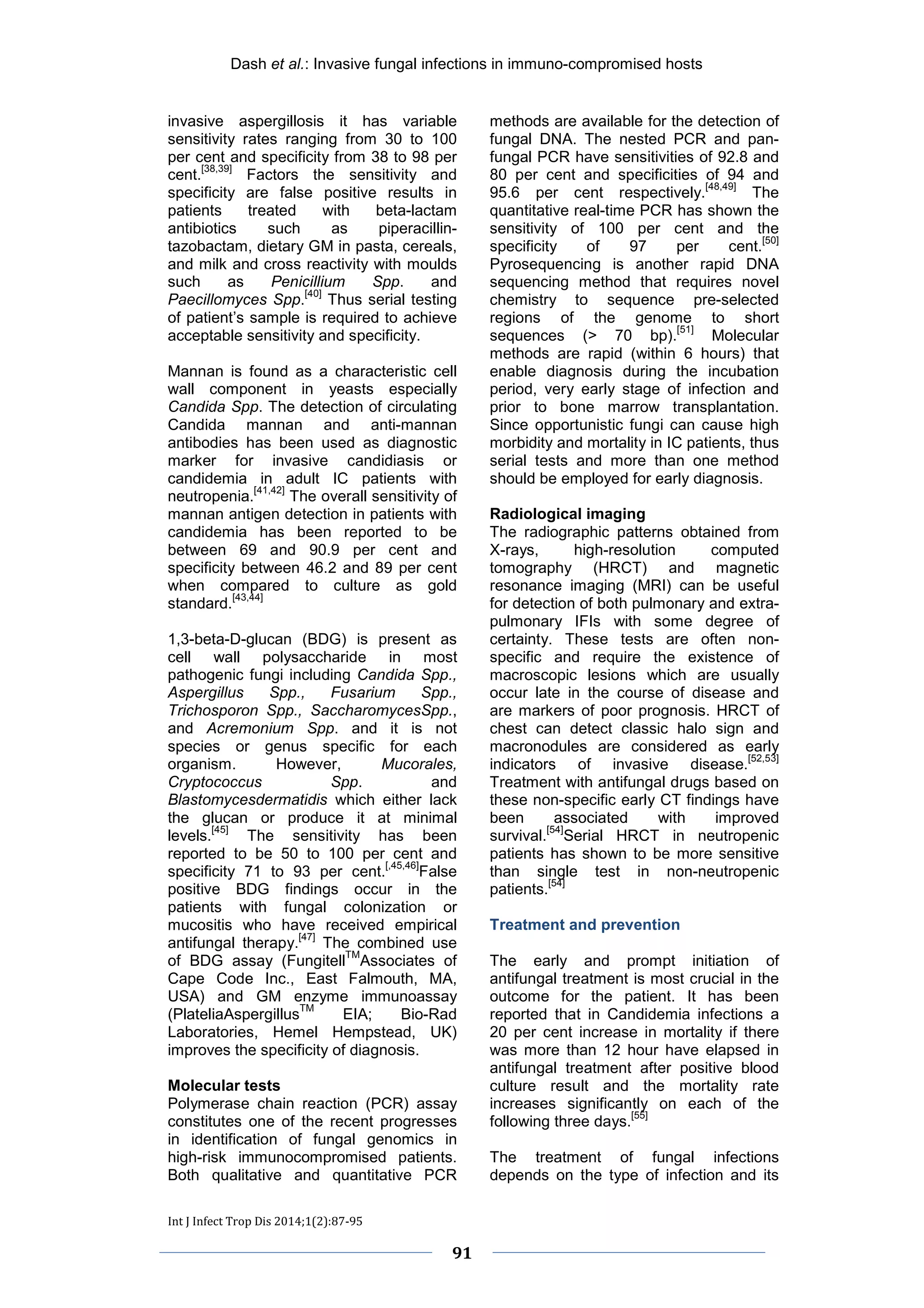 An overview of Invasive fungal infections in immunocompromised hosts | PDF