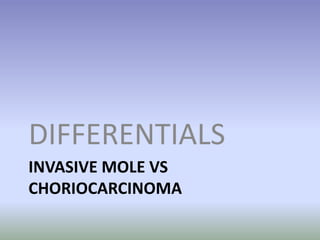INVASIVE MOLE VS CHORIOCARCINOMADIFFERENTIALS