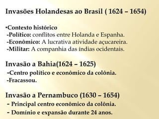 União das Coroas Ibéricas (1580 – 1640)-Idéia geral:Morte do Rei D. Sebastião semdeixar herdeiros( batalha de Alcácer-Quibir 1578)-Espanha:potência militar e econômica, governadapelo Rei Felipe II.-Tratado de Tomar: criado para preservar aidentidade portuguesa.-Conseqüências: invasões estrangeiras e expansãoterritorial. 