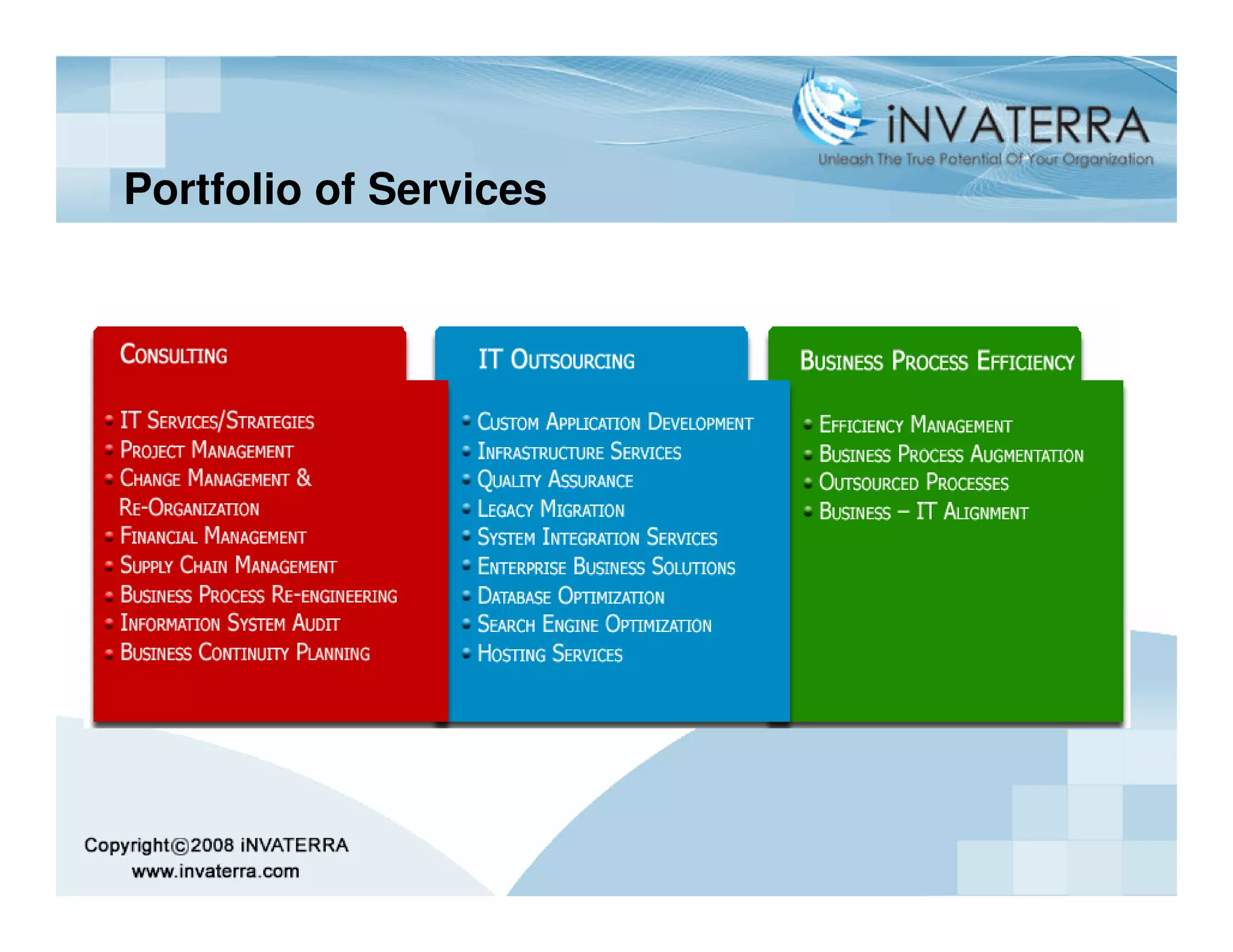 Portfolio of Services
 