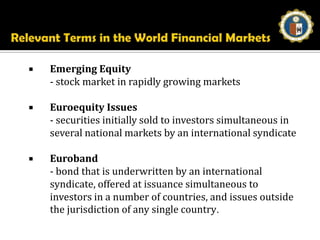 Financial marketsTypes of Financial MarketsBy type of claimBy issuance of claimBy maturity of claimClassification of Financial MarketsShort-term – maturity of one year or lessLong-term