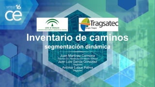 Inventario de caminos
segmentación dinámica
Juan Martínez Carmona
Técnico Sv. Restauración Medio Natural
Juan Luis García González
Tragsatec
Antonio Luque Palma
Tragsatec
 