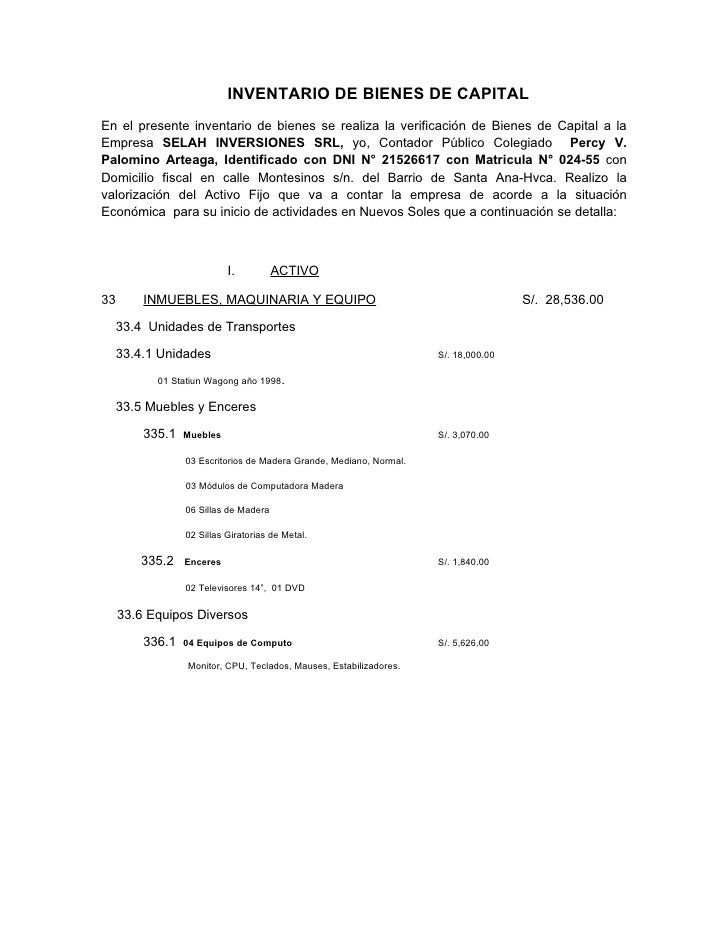 Acta de inventario de inmueble Acta de inventario de inmueble