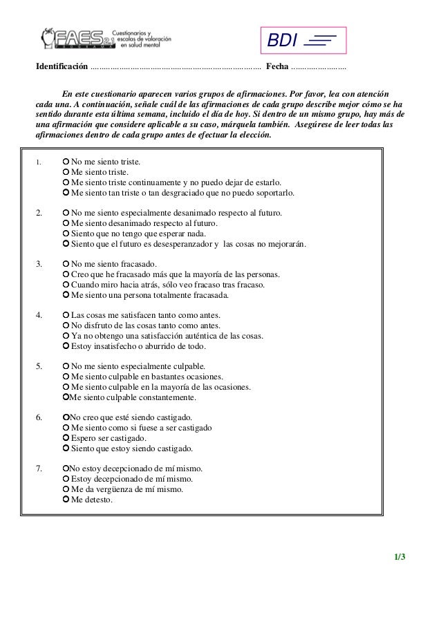 inventario beck depresion
