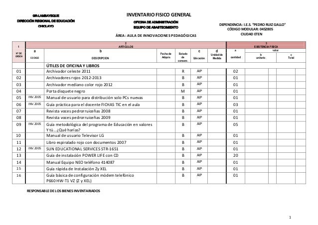 formato de informe de inventario