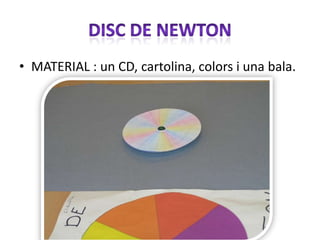 • MATERIAL : un CD, cartolina, colors i una bala.
 