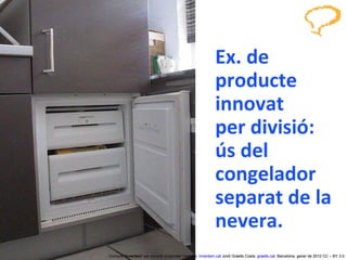 Ex. de producte innovat  per divisió:  ús del congelador separat de la nevera. Concurs ‘ Inventem ’ per innovar productes i serveis.  inventem.cat   Jordi Graells Costa.  graells.cat . Barcelona, gener de 2012 CC – BY 3.0 