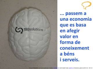 ... passem a una economia que es basa en afegir valor en forma de coneixement a béns  i serveis. Concurs ‘ Inventem ’ per innovar productes i serveis.  inventem.cat   Jordi Graells Costa.  graells.cat . Barcelona, gener de 2012 CC – BY 3.0 