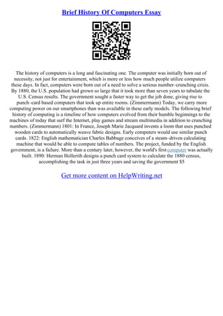 Invention Of Computer Essay | PDF