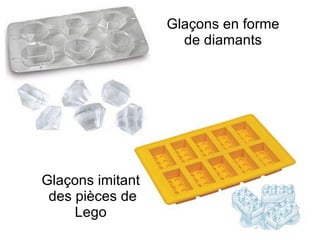 Glaçons en forme de diamants Glaçons imitant des pièces de Lego 