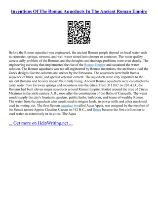 Inventions Of The Roman Aqueducts In The Ancient Roman Empire | PDF