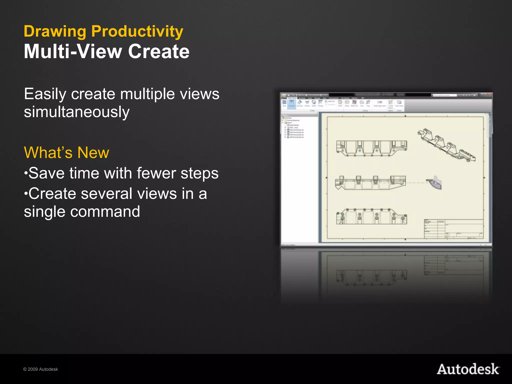 Drawing Productivity  Multi-View Create Easily create multiple views simultaneously What’s New Save time with fewer steps Create several views in a single command 