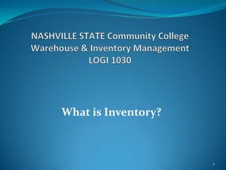 What is Inventory?



                     1
 