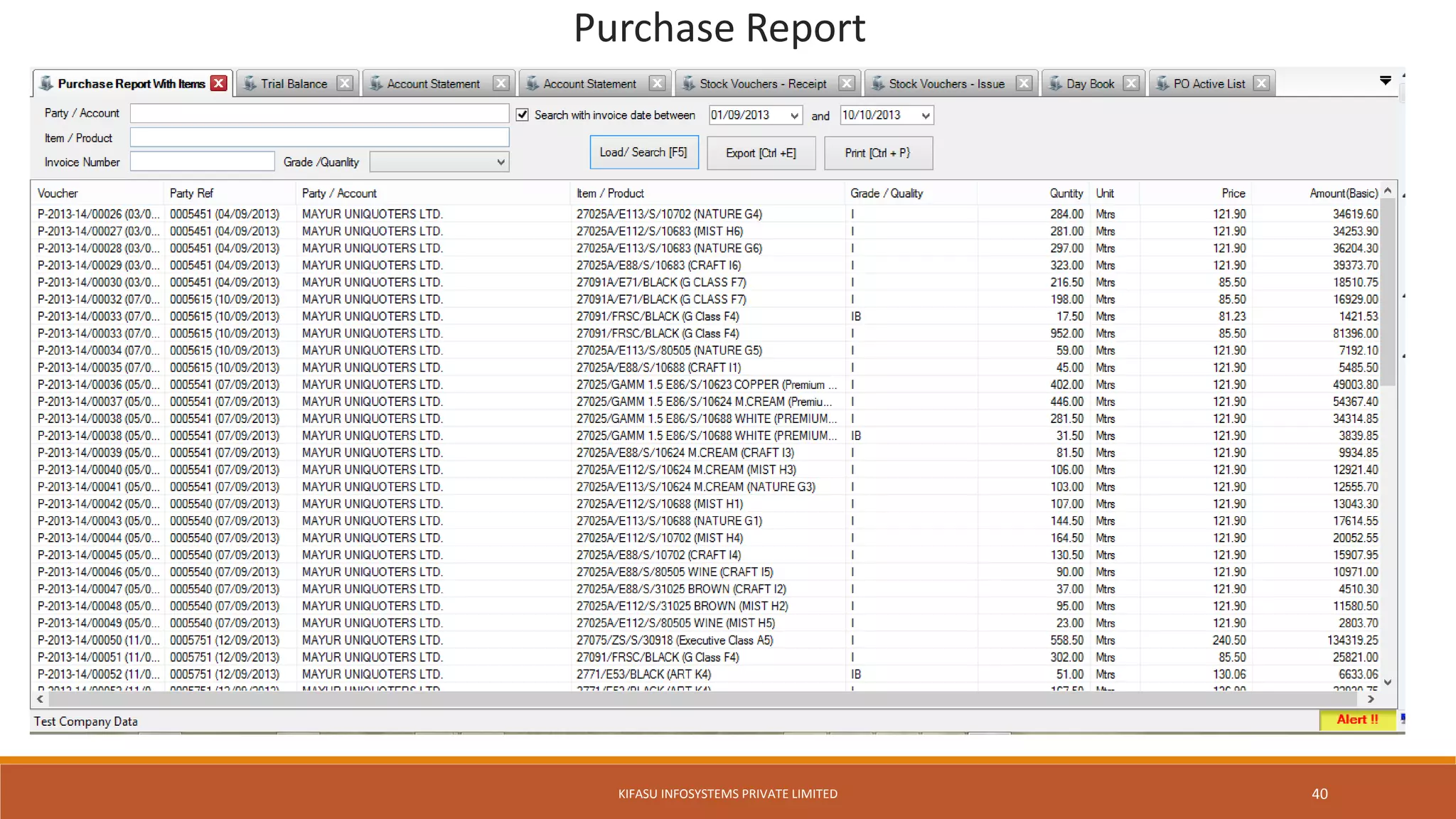 Purchase Report
KIFASU INFOSYSTEMS PRIVATE LIMITED 40
 