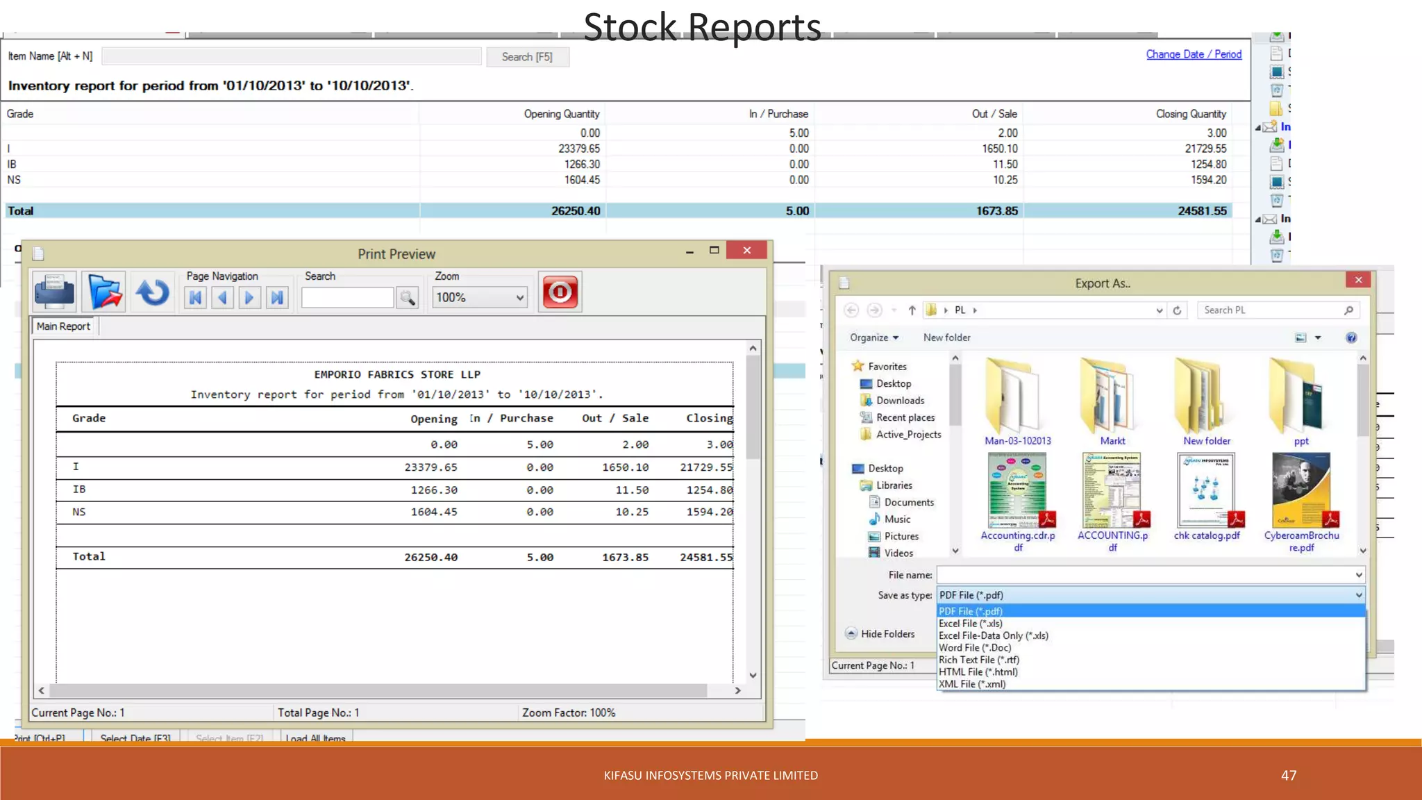 Stock Reports
KIFASU INFOSYSTEMS PRIVATE LIMITED 47
 