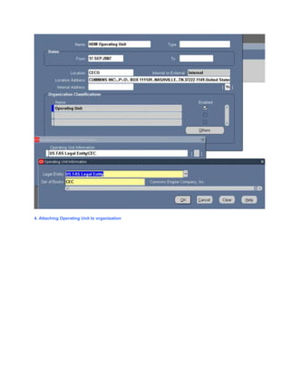 4. Attaching Operating Unit to organization
 