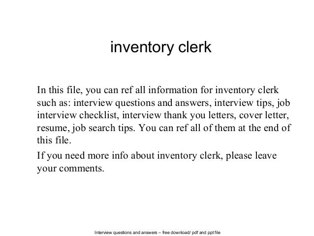 inventory clerk resume