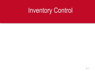 12 - 1
Inventory Control
 