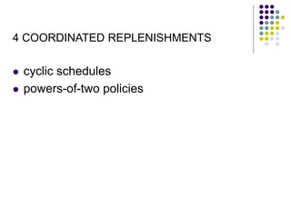 4 COORDINATED REPLENISHMENTS
 cyclic schedules
 powers-of-two policies
 