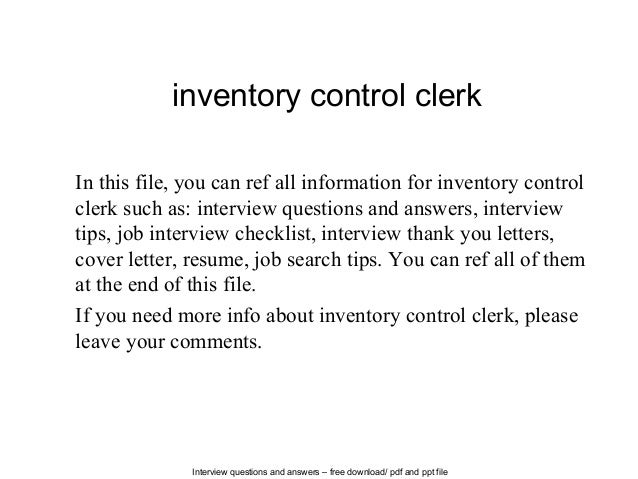 inventory control clerk resume