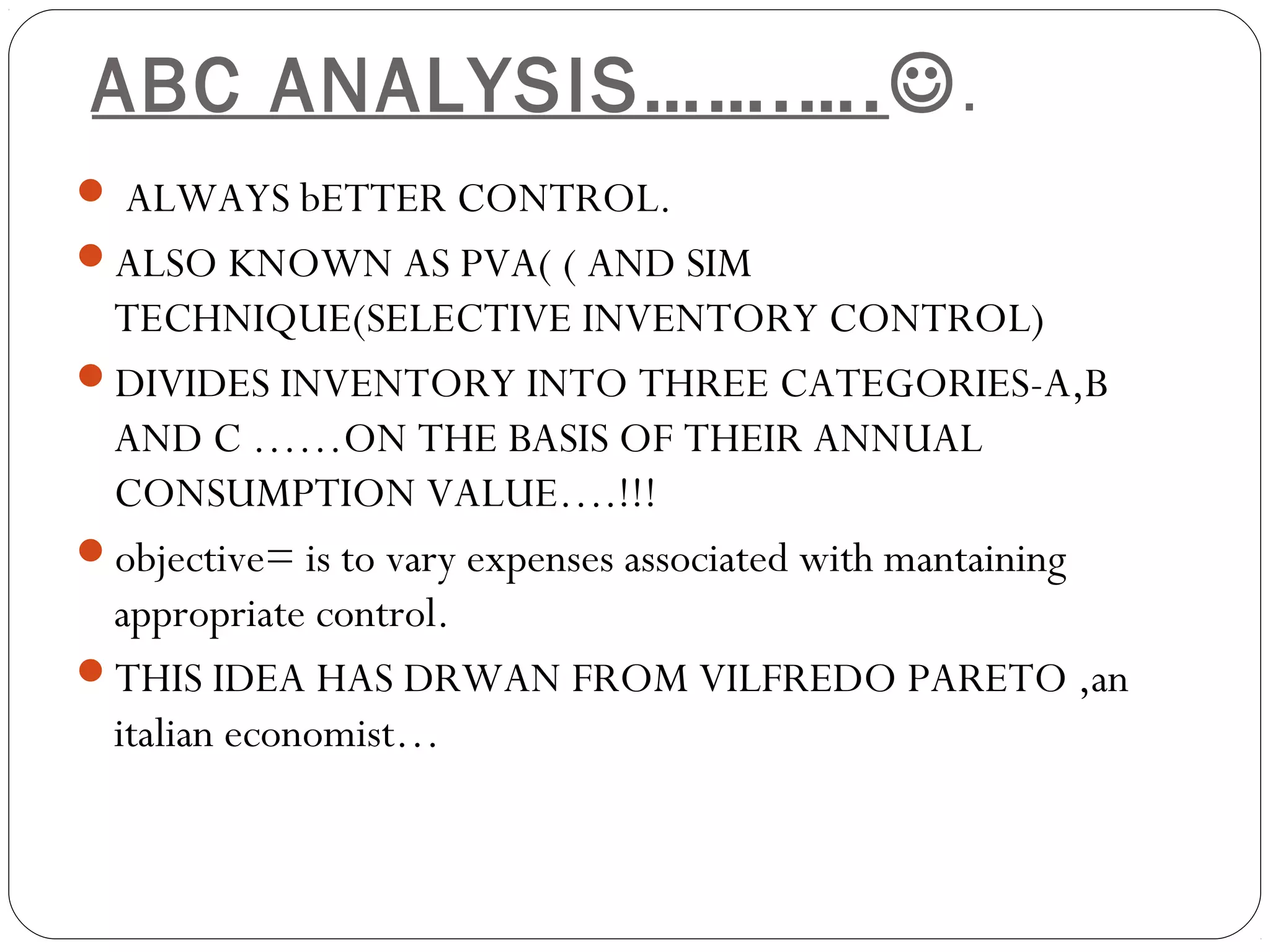 Inventory control techniques | PPT